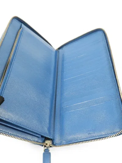 Pre-owned Prada Leather Wallet In Blue