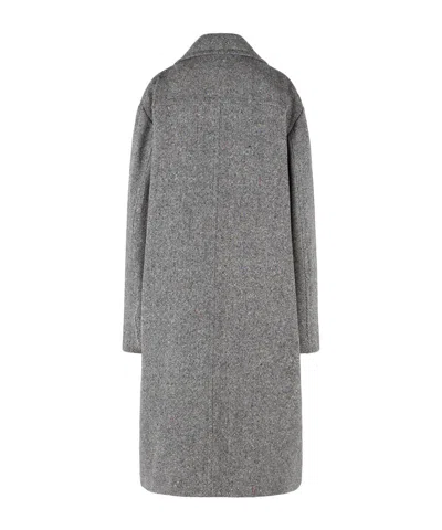 Dries Van Noten Double-breasted Grey Wool Coat With Multicolored Check Pattern In Gray