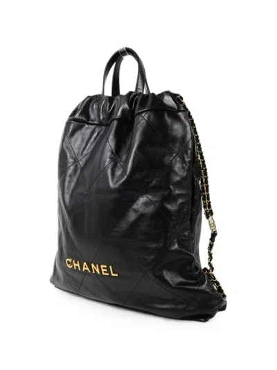 Chanel 22  Quilted Backpack In Black