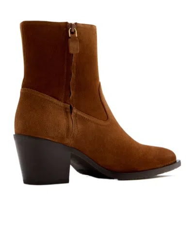 Stuart Weitzman Suede Block Heel Ankle Boots In Brown