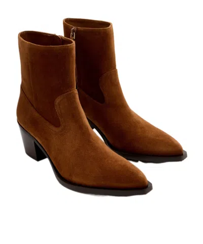 Stuart Weitzman Suede Block Heel Ankle Boots In Brown