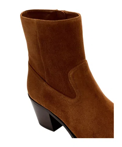 Stuart Weitzman Suede Block Heel Ankle Boots In Brown