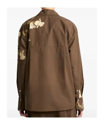 Vince Placement Print Button Front Shirt In Brown