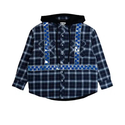 Awge Mens Dark Check Workwear Flannel Check Cotton-blend Jacket In Multi