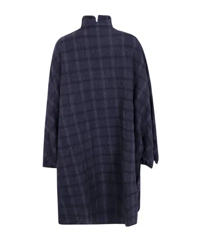 Daniela Gregis Check-pattern Single-breasted Coat In Blue