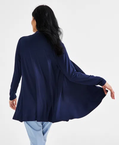 Style & Co Petite Solid Open-front Cardigan, Exclusively At Macy's In Blue