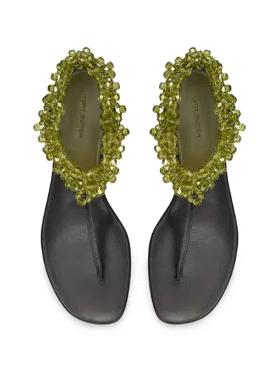 Tory Burch Beaded Flat Sandals In Multi