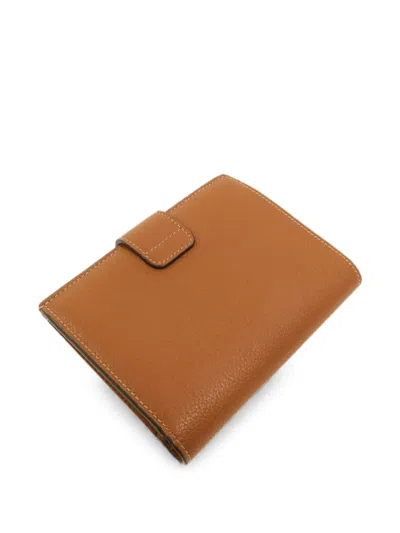 Pre-owned Celine Medium Triomphe Strap Wallet In Brown