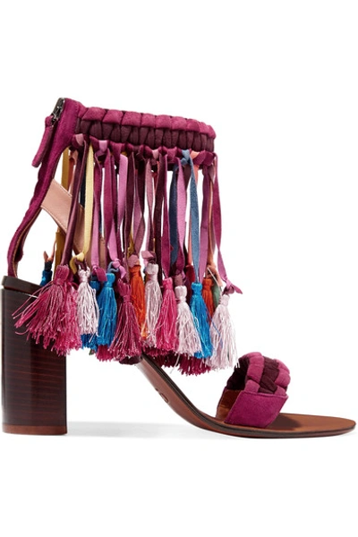 Shop Chloé Tasseled Suede Sandals
