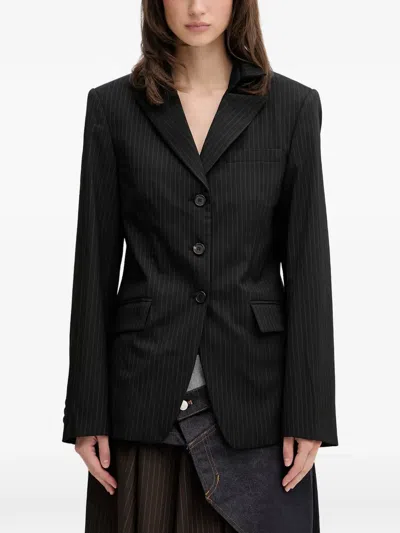 Andersson Bell Pinstripe-pattern Reversible Blazer In Black