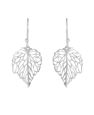 Macy's Laser Cut Maple Leaf Drop Earrings In Silver