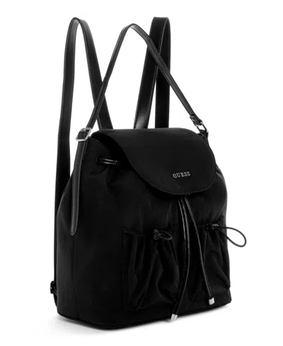 Guess Sage Medium Flap Backpack Messenger In Black