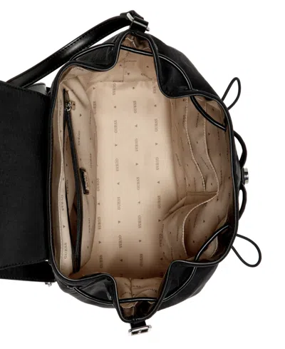 Guess Sage Medium Flap Backpack Messenger In Black