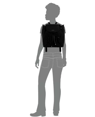 Guess Sage Medium Flap Backpack Messenger In Black