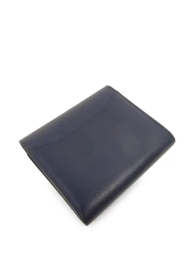 Pre-owned Hermes Constance Compact Wallet In Blue