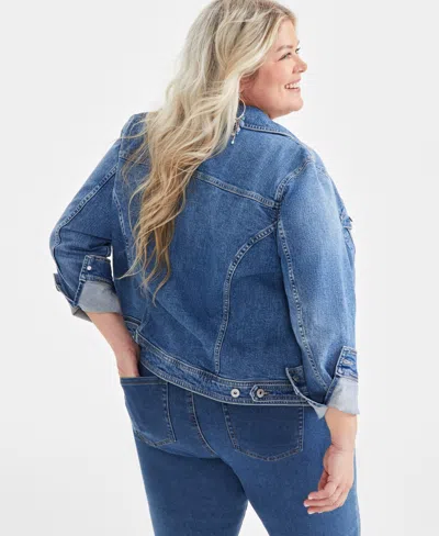 Style & Co Plus Size Denim Jacket, Created For Macy's In Blue
