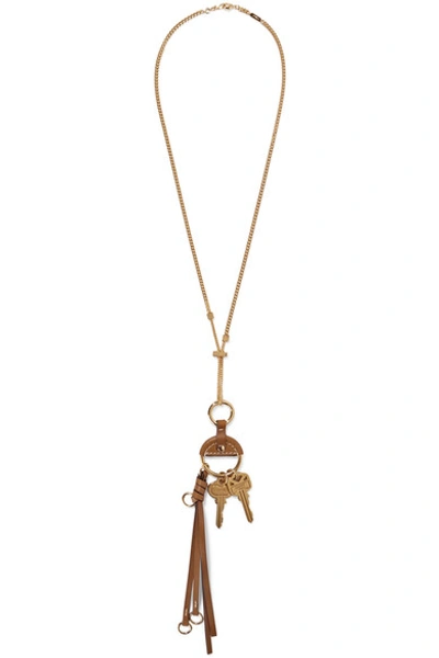 Shop Chloé Nicole Gold-tone Leather Necklace