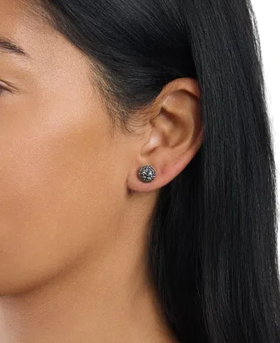 Macy's 9mm Crystal Half Ball Stud Earrings In Grey