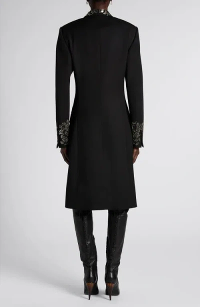 Alexander Mcqueen Mcqueen Beaded Wool Coat In Black