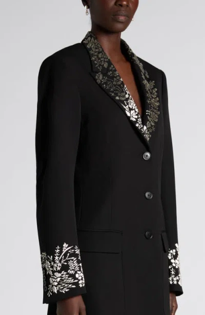 Alexander Mcqueen Mcqueen Beaded Wool Coat In Black