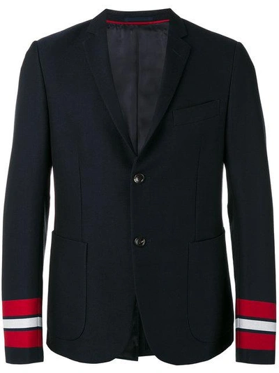 Gucci Cambridge Cotton Jacket With Stripes In Blue