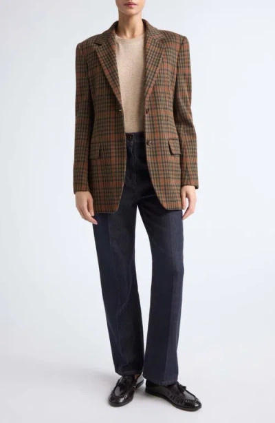 Max Mara Mxmgalgosce Houndstooth Wool And Cotton-blend Blazer In Brown