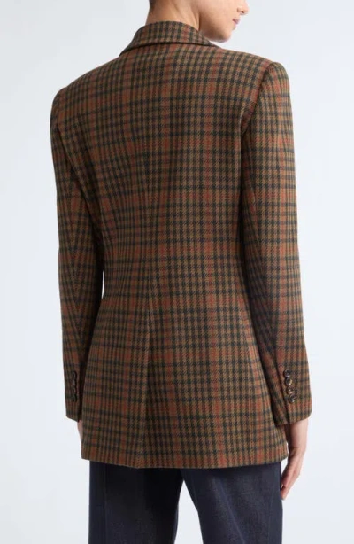 Max Mara Mxmgalgosce Houndstooth Wool And Cotton-blend Blazer In Brown