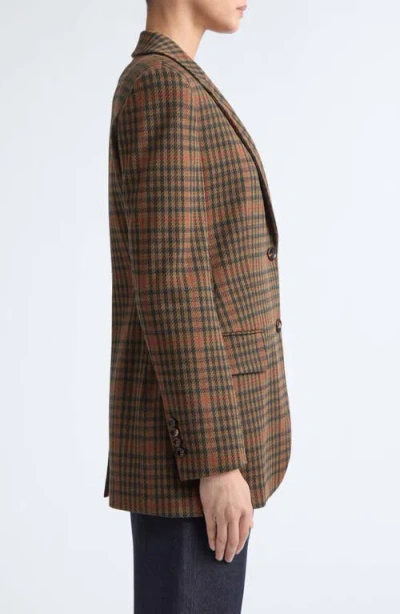 Max Mara Mxmgalgosce Houndstooth Wool And Cotton-blend Blazer In Brown