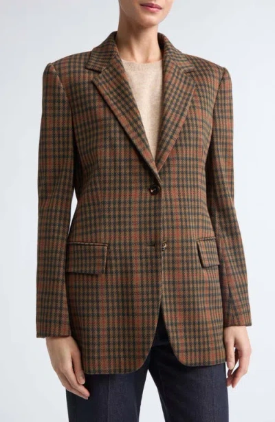 Max Mara Mxmgalgosce Houndstooth Wool And Cotton-blend Blazer In Brown