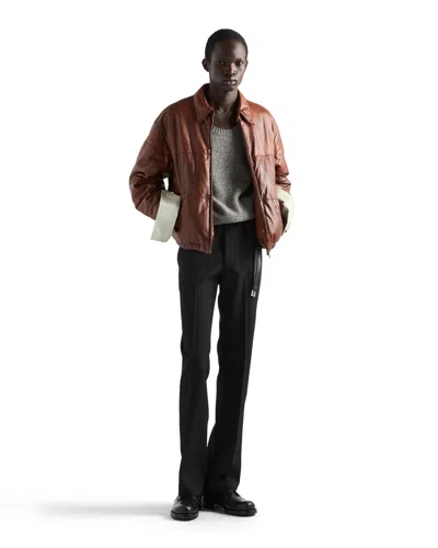 Prada Nappa Leather Jacket In Brown