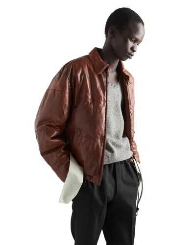 Prada Nappa Leather Jacket In Brown