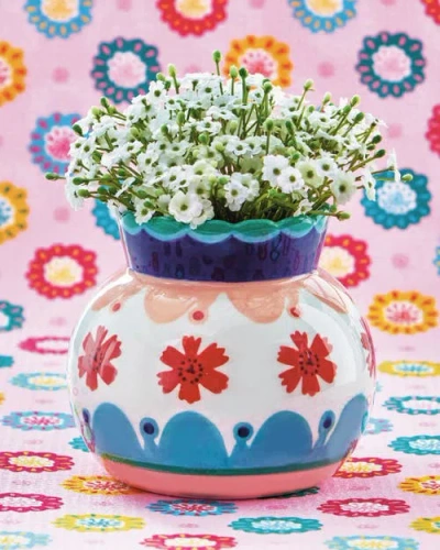 Tag Eclectic Fun Squat Earthenware Vase In Multi