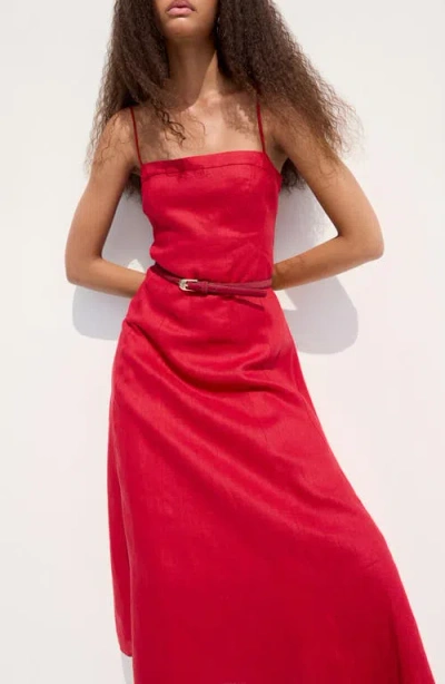 Mango Leather Belt In Red