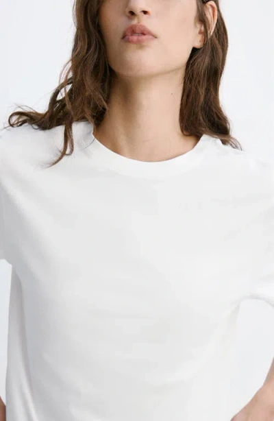 Mango Cotton T-shirt With Openwork Embroidered Detail In White