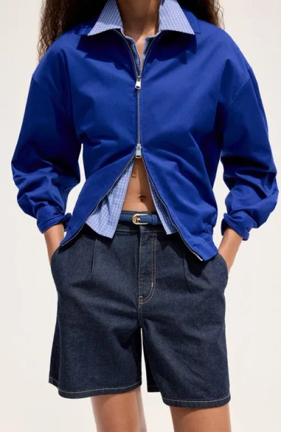 Mango Leather Belt In Blue