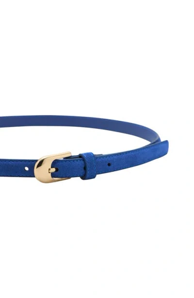 Mango Leather Belt In Blue