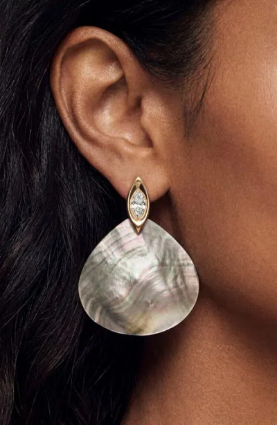 Ettika Gold-tone Shell Statement Earrings In Multi