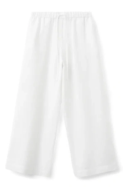 Mango Pull-on Wide Leg Linen Pants In White