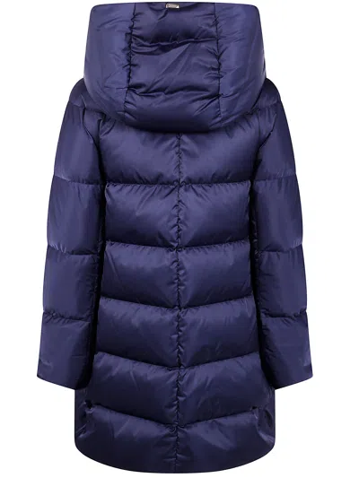 Herno A-shape Satin Down Jacket In Blue
