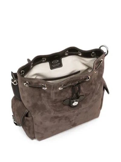 Tod's Mini Leather Shoulder Backpack Top Handle In Brown