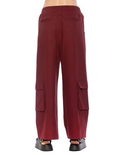 Alexia Admor Evren Drawstring Waist Cargo Pants In Burgundy