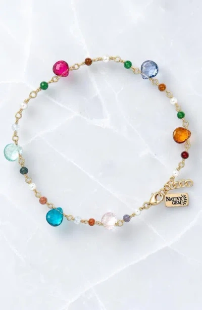 Native Gem Gumdrop Rainbow Gemstone Anklet In Multi