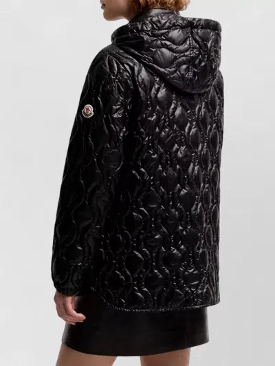 Moncler Balette Hooded Quilted Long Sleeve Jacket In Black