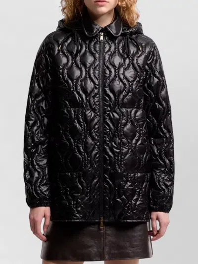 Moncler Balette Hooded Quilted Long Sleeve Jacket In Black