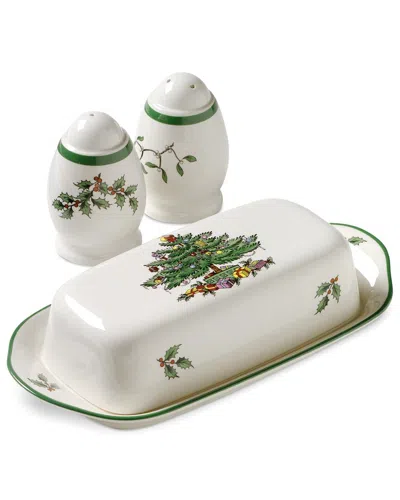 Spode Christmas Tree 3pc Hostess Set In Green