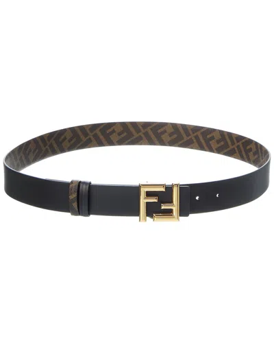 Fendi Ff Rounded Reversible Leather Belt In Multi