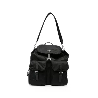 Prada Renylon Metropolitan Backpack Shoulder Straps In Black