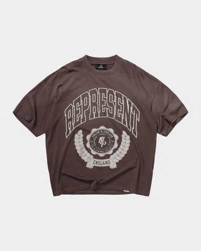 Represent Legacy Crest Cotton T-shirt With Distressed Effect In Black