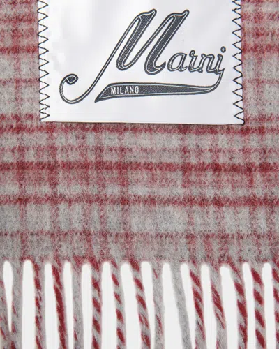 Marni Check-pattern Fringed Scarf In Black