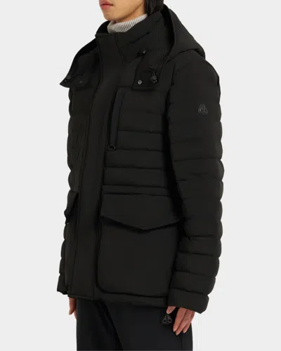 Moose Knuckles Active Flex Greystone Puffer Jacket In Black